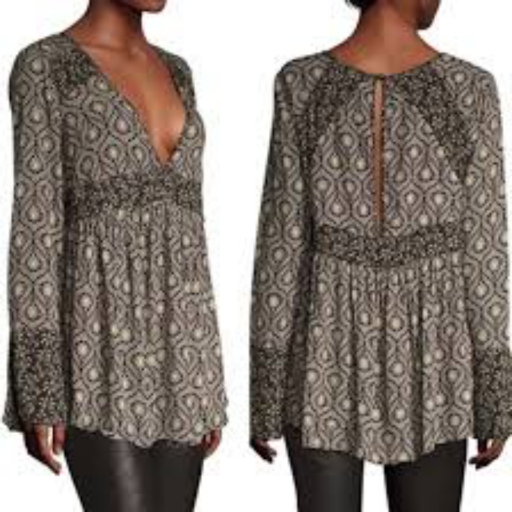 Free People XS Rolling Hills Bell Sleeves Tunic Top